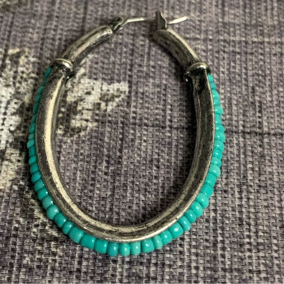 Costume Earrings Turquoise Oval Earrings - Picture 2 of 14